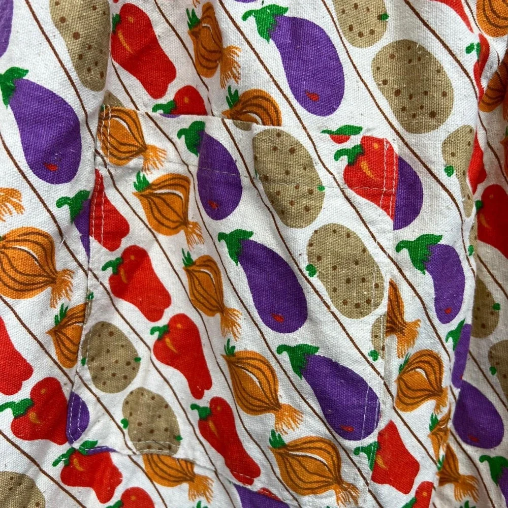 Vintage 70s PERLA MEYERS Apron‎ Maxi Garden Vegetables Homestead Retro Kitchen